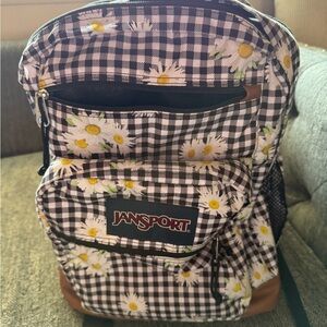 Jansport Gingham Backpack with Daisy Accents